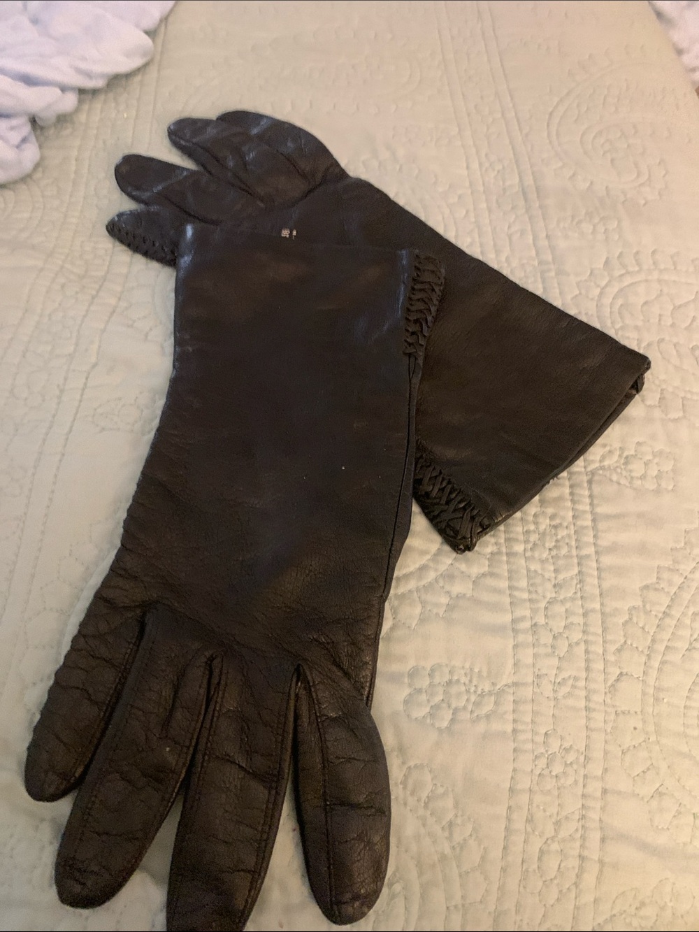 Giorgio Armani Black Leather Women's Long Gloves